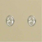 GPC 8x6mm WHITE GOLD CZ OVAL RUBSET STUD