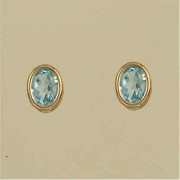 GPC 8x6mm OVAL BLUE TOPAZ STUDS