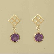 GPC CELTIC SQ.STUD/6mm AMETHYST DROP