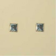 GPC 5mm SQUARE COL.CZ RUBSET STUDS-BLUE=