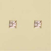 GPC 5mm SQUARE COL.CZ RUBSET STUDS-PINK=