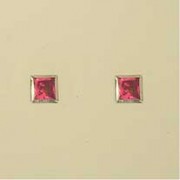 GPC 5mm SQUARE COL.CZ RUBSET STUDS-RED =