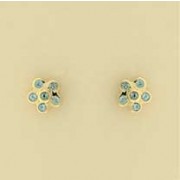 GPC 6 STONE BLUE TOPAZ SET FLOWER STUD