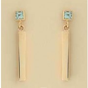 GPC SQ BLUE TOPAZ STUDS WITH BAR DROPS