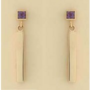 GPC SQ AMETHYST STUDS WITH BAR DROPS