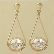 GPC OVAL CZ TEARDROP DROP EARRINGS