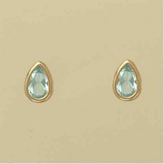 GPC TEARDROP BLUE TOPAZ RUBSET STUDS   =