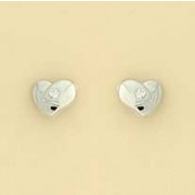 GPC WHITE TWO-TONE CZ SET HEART STUDS  =