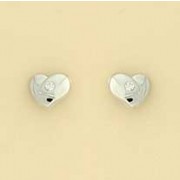 GPC WHITE TWO-TONE CZ SET HEART STUDS  =