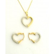 GPC TIF HEART EARRING/PEND.ON CHAIN SET=