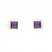 GPC SQUARE WHITE RUBSET STUDS-AMETHYST