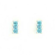 GPC WHITE 3 SQ.STONE STUDS-BLUE TOPAZ