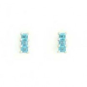 GPC WHITE 3 SQ.STONE STUDS-BLUE TOPAZ