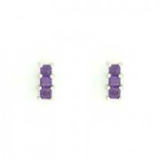 GPC WHITE 3 SQ.STONE STUDS-AMETHYST