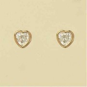 GPC CZ HEART RUB SET STUDS