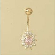 GPC PINK/WHITE CZ OVAL CLUSTER BANANA  =