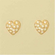 GPC CZ PAVE SET HEART STUDS