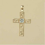 GPC 19x14mm BLUE TOPAZ FANCY CROSS