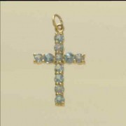 GPC 20x14mm BLUE TOPAZ SET CROSS