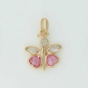 GPC PINK/WHITE CZ SET BUTTERFLY PENDANT=