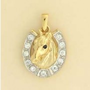 GPC CZ HORSESHOE/HORSEHEAD PENDANT