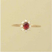 GPC CZ/GARNET SMALL OVAL CLUSTER RING  =