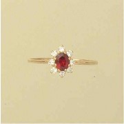 GPC CZ/GARNET SMALL OVAL CLUSTER RING  =