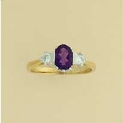 GPC 7X5mm AMETHYST/CZ 3 STONE RING
