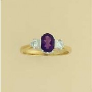 GPC 7X5mm AMETHYST/CZ 3 STONE RING