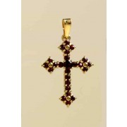 GPC 28x21mm FANCY GOTHIC GARNET CROSS