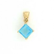 GPC 7mm SQUARE CLAW SET PENDANT- B.TOPAZ