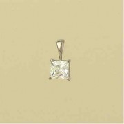 GPC WHITE GOLD 5mm SQUARE CZ PENDANT