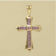 9ct 23x16mm AMETHYST CHANNEL SET CROSS