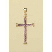 9ct 30x19mm AMETHYST CHANNEL SET CROSS