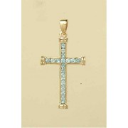 9ct 30x19mm BLUE TOPAZ CHANNEL SET CROSS