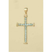 9ct 30x19mm BLUE TOPAZ CHANNEL SET CROSS