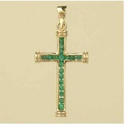 9ct 25x15mm EMERALD CHANNEL SET CROSS