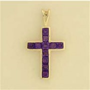 9ct 20x15mm CHANNEL SET AMETHYST CROSS