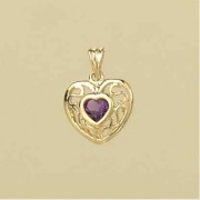 9ct AMETHYST HEART PENDANT             =