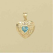 9ct BLUE TOPAZ HEART PENDANT