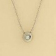 9ct WHITE BEAD CHAIN/3pt DIAMOND PEND  =