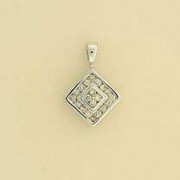 9ct WHITE 25PT DIA SET SQUARE PENDANT