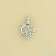 9ct WHITE 5pt PAVE SET 10mm HEART PEND.