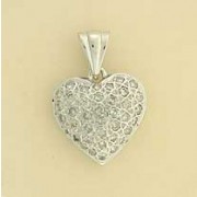 9ct WHITE 95pt DIA.17mm HEART PENDANT  =