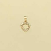 9ct 5pt DIA.SET OPEN HEART PENDANT