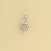 9ct WHITE 5pt DIA.SET OPEN HEART PENDANT