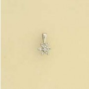9ct WHITE 10pt DIAMOND SET FLOWER PEND.