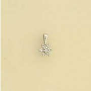 9ct WHITE 10pt DIAMOND SET FLOWER PEND.