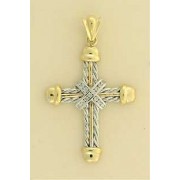 9ct 15pt DIAMOND SET 2 COLOUR CROSS