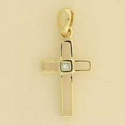 9ct 6pt SQ.DIAMOND SET OPEN CROSS